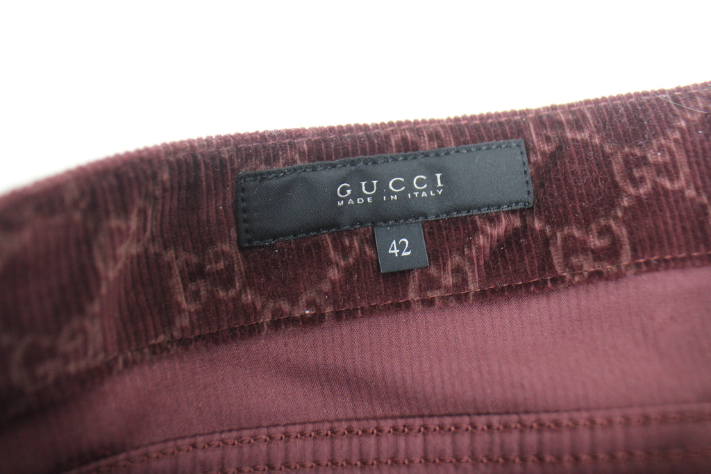 Gucci Burgundy Velvet Corduroy Mini Skirt - M