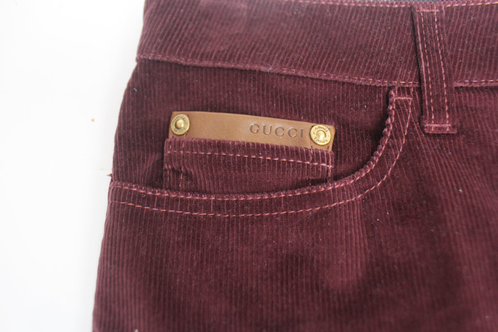 Gucci Burgundy Velvet Corduroy Mini Skirt - M