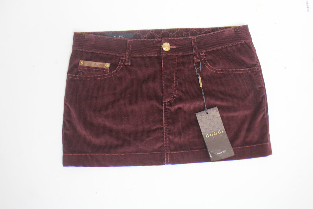 Gucci Burgundy Velvet Corduroy Mini Skirt - M