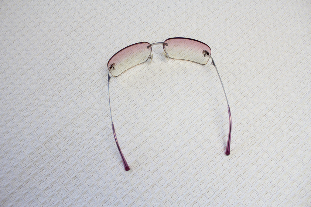 Chanel Pink Ombre Camellia Flower Rimless Sunglasses