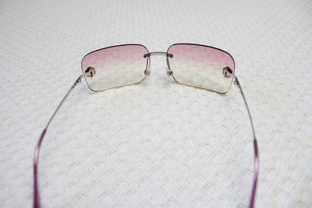 Chanel Pink Ombre Camellia Flower Rimless Sunglasses