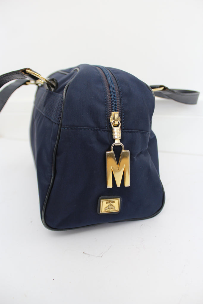 Moschino Redwall Navy Gold Lettering Bag