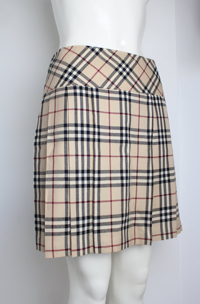 Burberry Nova Check Pleated Mini Skirt EU 38