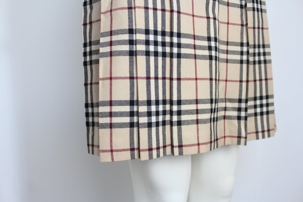 Burberry Nova Check Pleated Mini Skirt EU 38