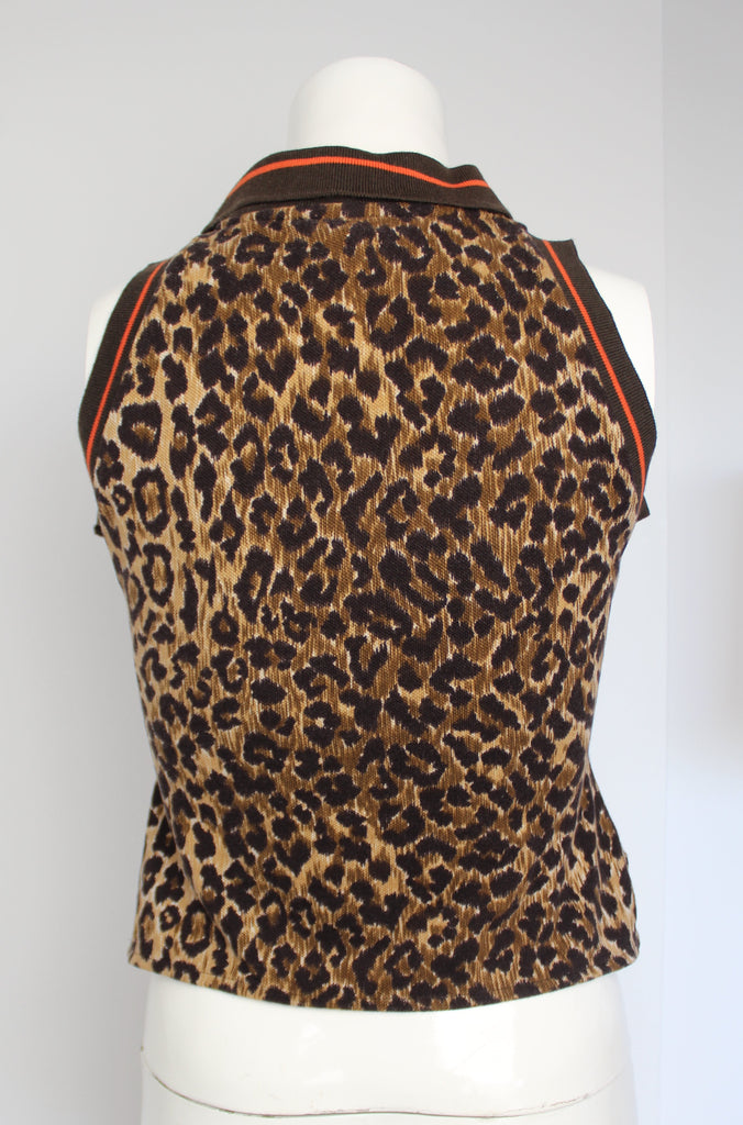 Dolce & Gabbana Leopard Print Sleeveless Polo XS-S