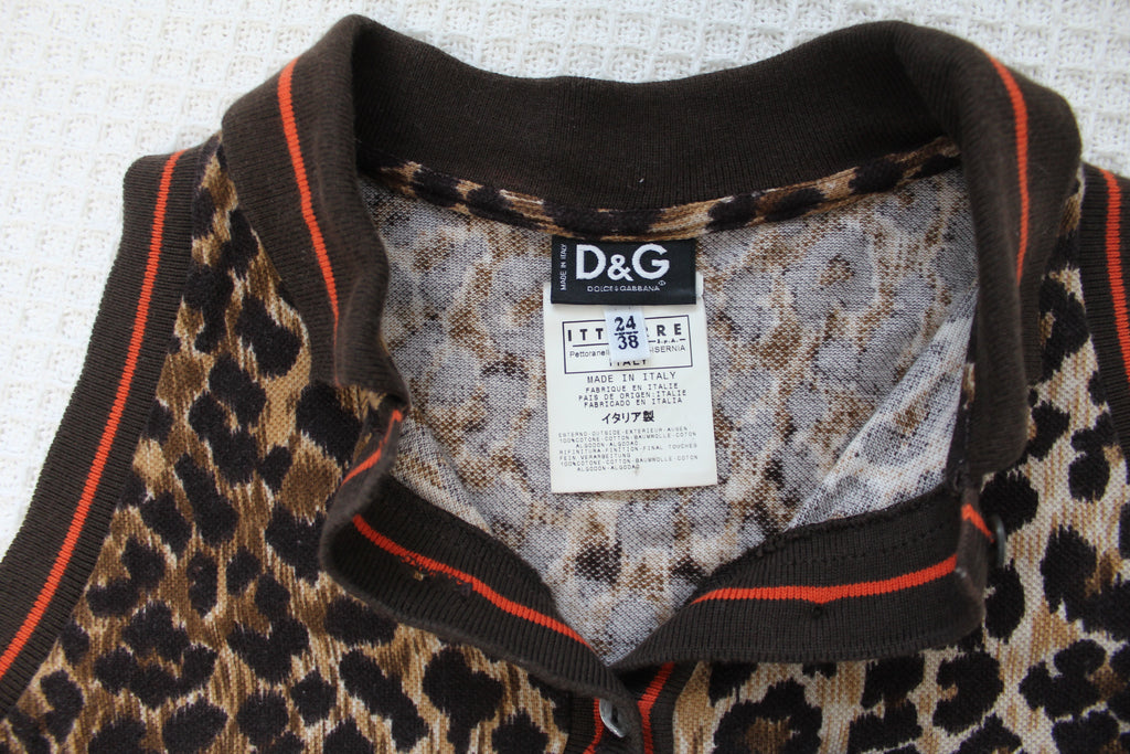 Dolce & Gabbana Leopard Print Sleeveless Polo XS-S