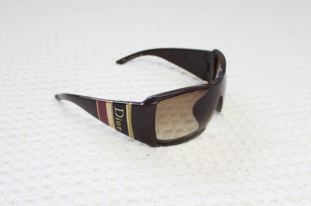 Christian Dior 'Stripes 2' Brown Oversized Sunglasses