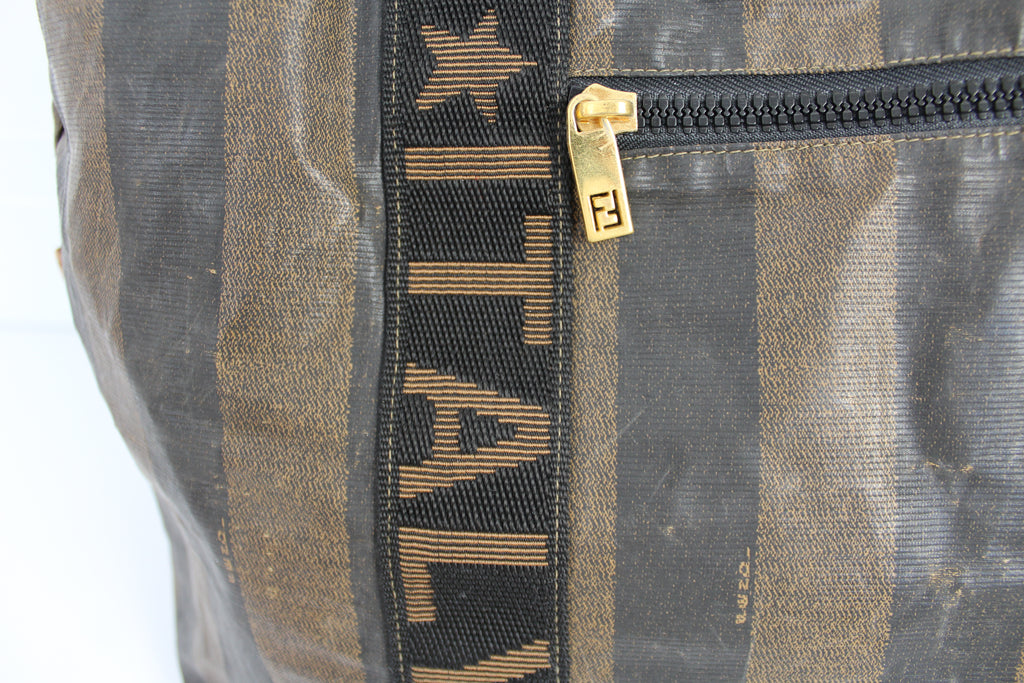 Fendi Brown Stripe Holdall / Travel Bag