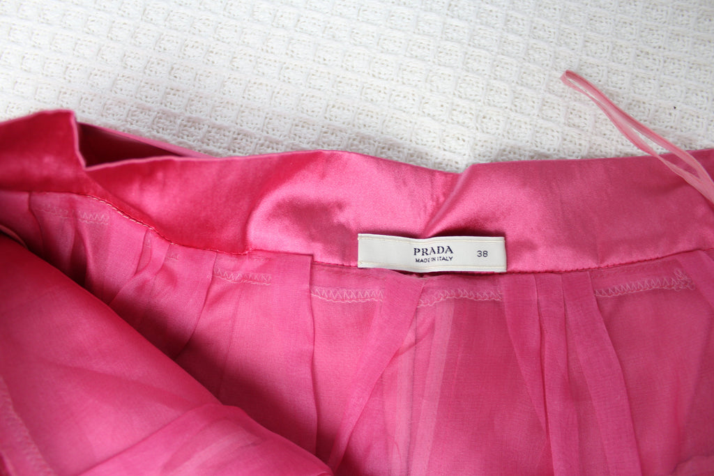 Prada Pink Silk Bow Puffball Skirt 38