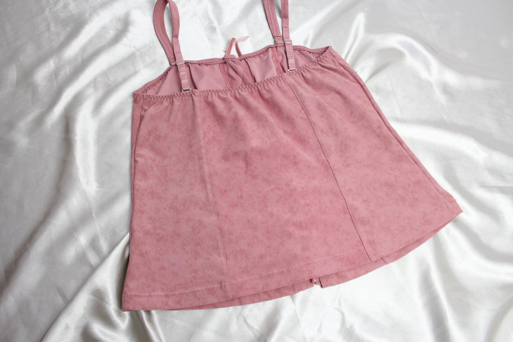 Pink Faux Suede Corset Style Cami Top