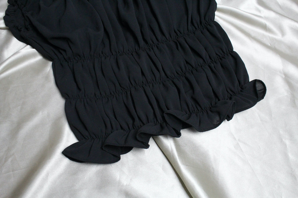 Black Ruched / Shirred Cropped Top