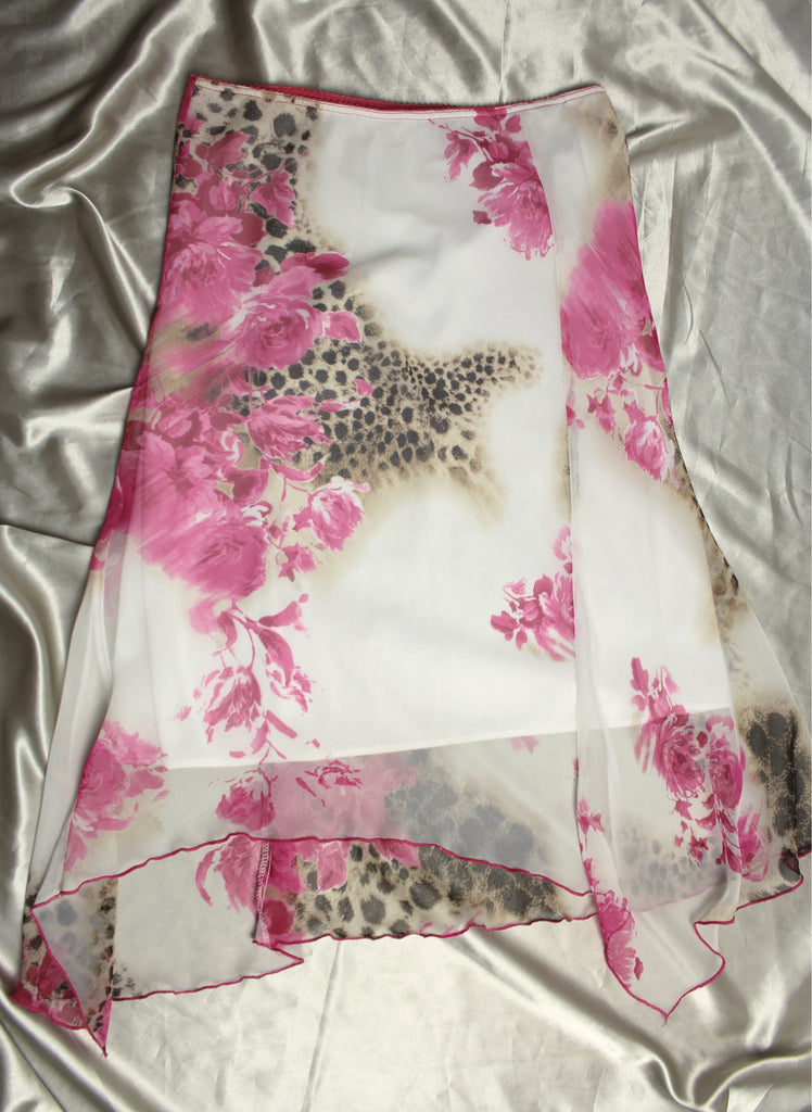 Morgan De Toi Pink & Leopard Print Flowy Skirt