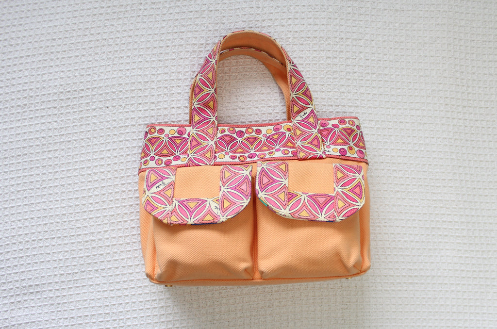 Emilio Pucci Orange & Pink Canvas Handbag