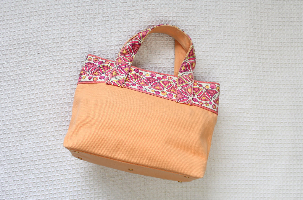 Emilio Pucci Orange & Pink Canvas Handbag