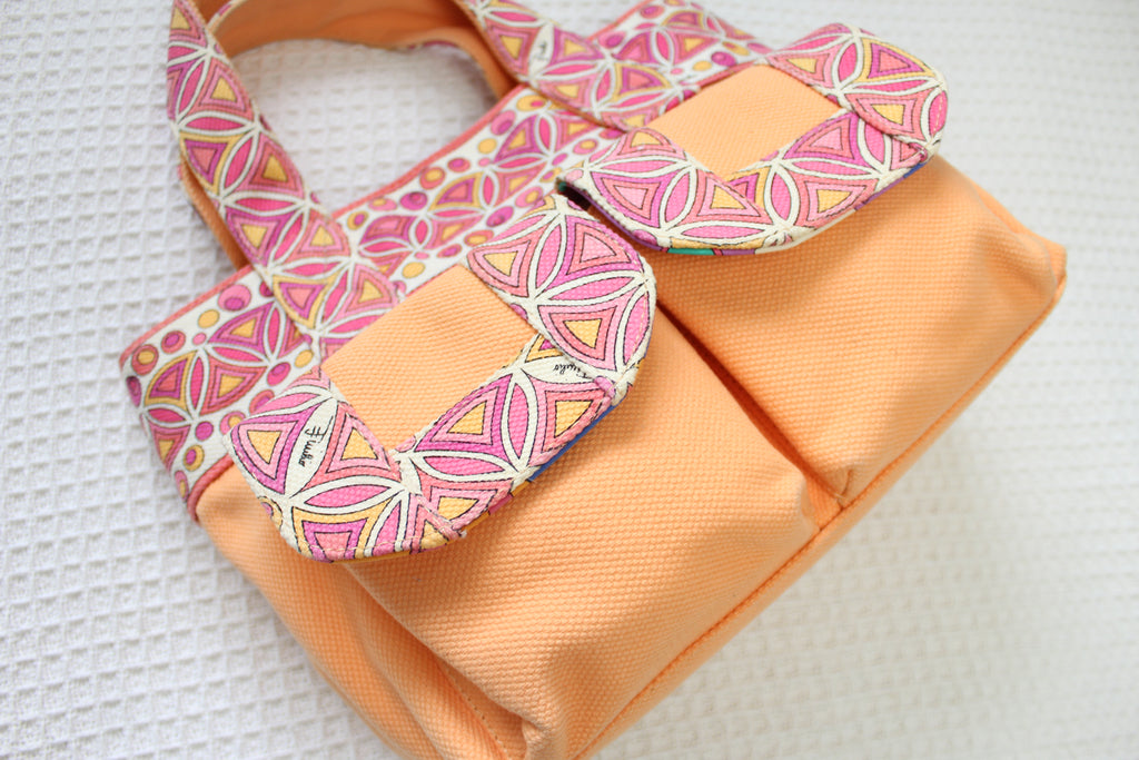 Emilio Pucci Orange & Pink Canvas Handbag