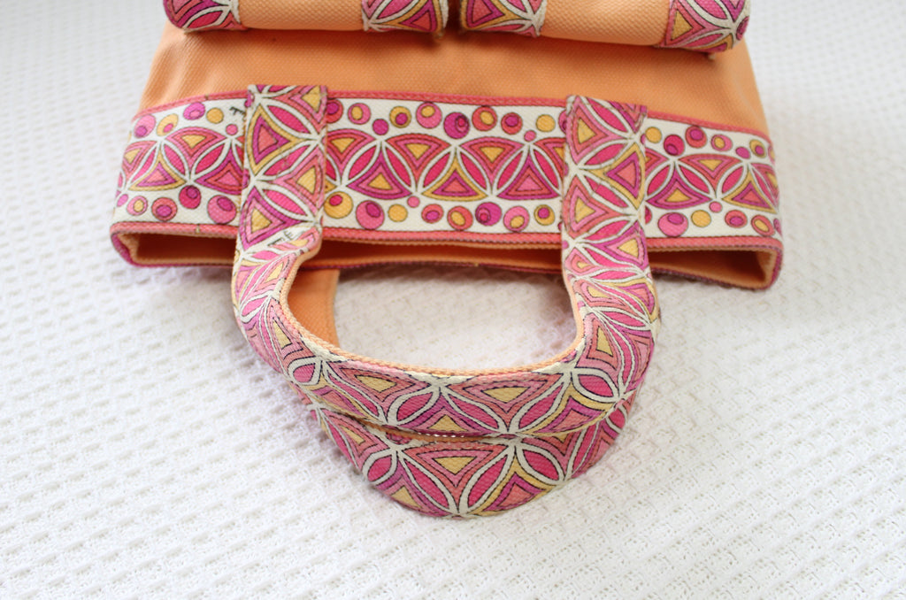 Emilio Pucci Orange & Pink Canvas Handbag