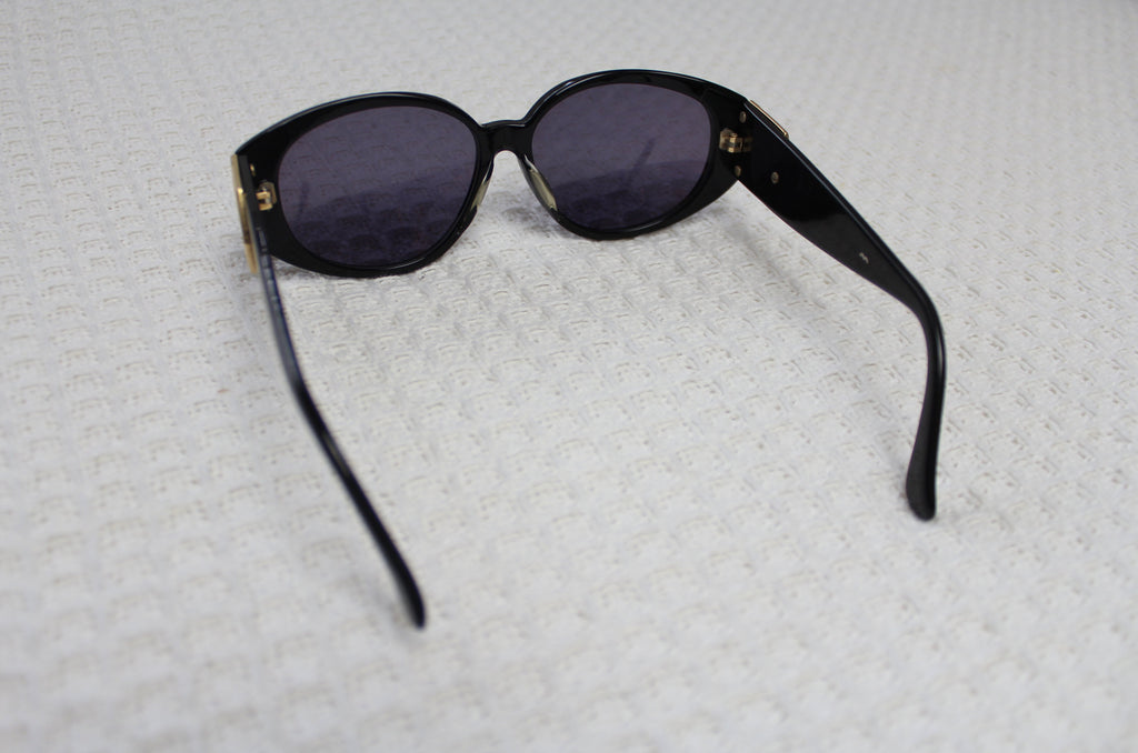 Yves Saint Laurent Gold Logo Black Sunglasses