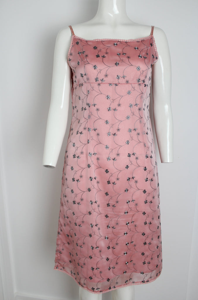 Michel Klein 90's Pink Spaghetti Dress Small