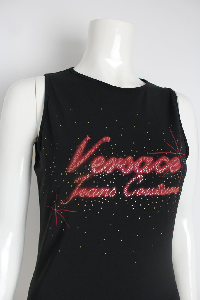 Versace Jeans Couture Sparkly Black Tank Top Small