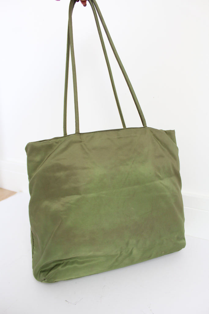 Prada Khaki Green Nylon Tote Bag