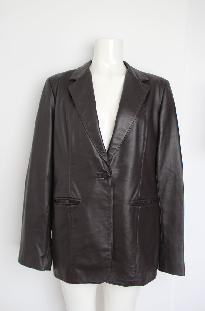 DKNY 90's Brown Leather Blazer Jacket