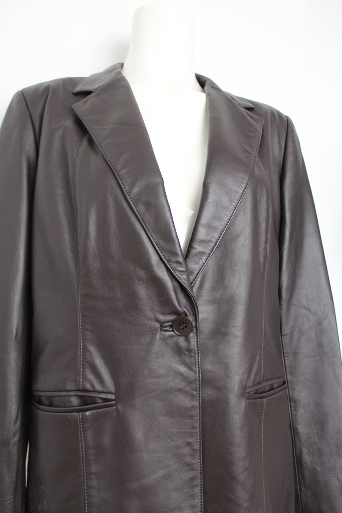 DKNY 90's Brown Leather Blazer Jacket