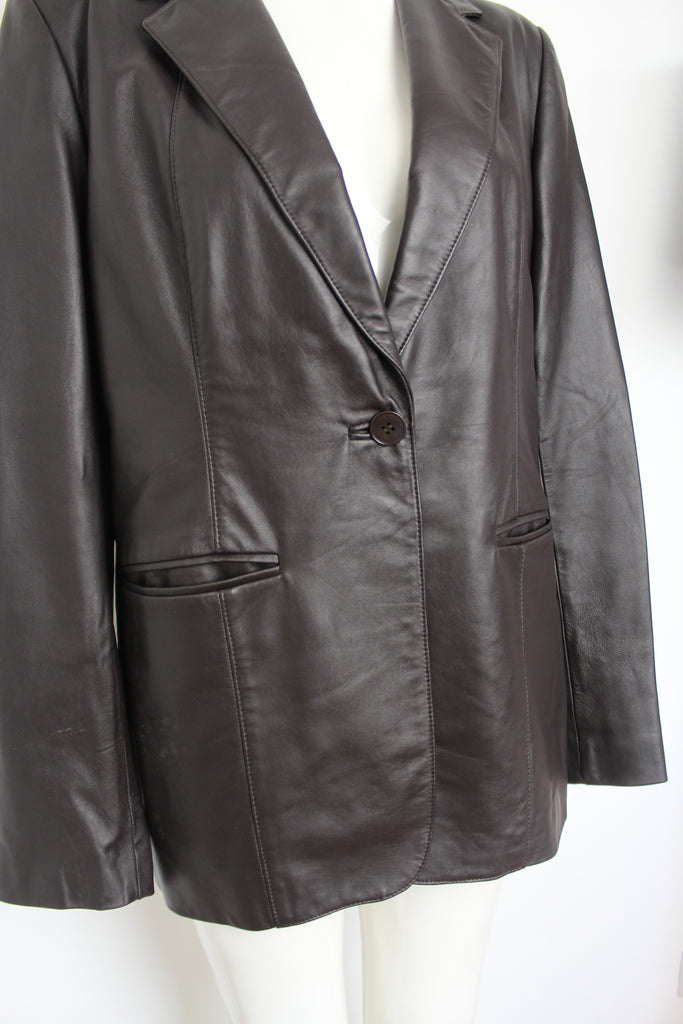 DKNY 90's Brown Leather Blazer Jacket