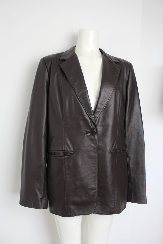 DKNY 90's Brown Leather Blazer Jacket