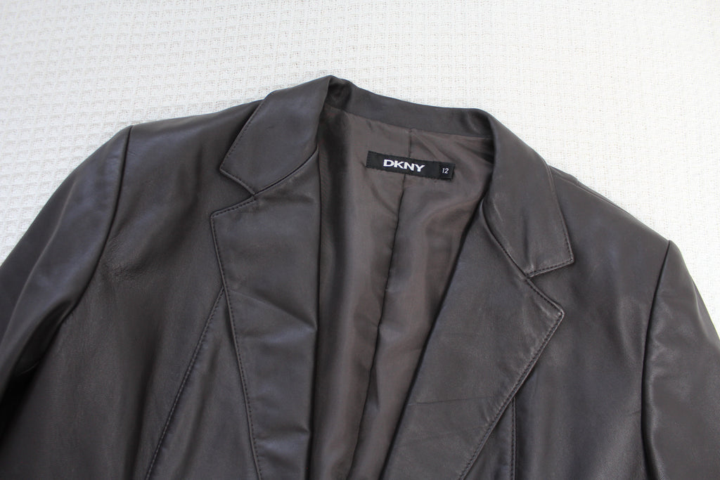 DKNY 90's Brown Leather Blazer Jacket