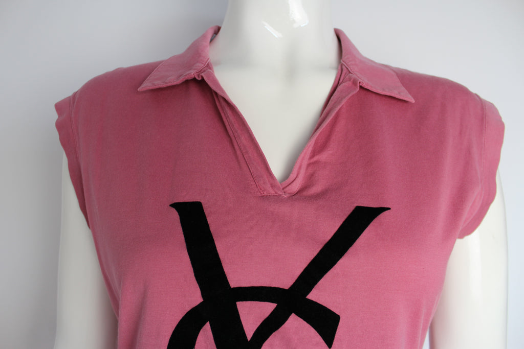 Yves Saint Laurent YSL Logo Pink Sleeveless Top