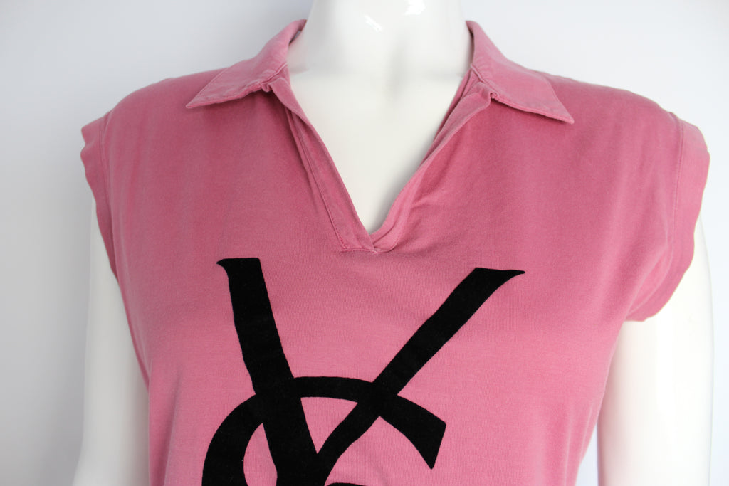 Yves Saint Laurent YSL Logo Pink Sleeveless Top