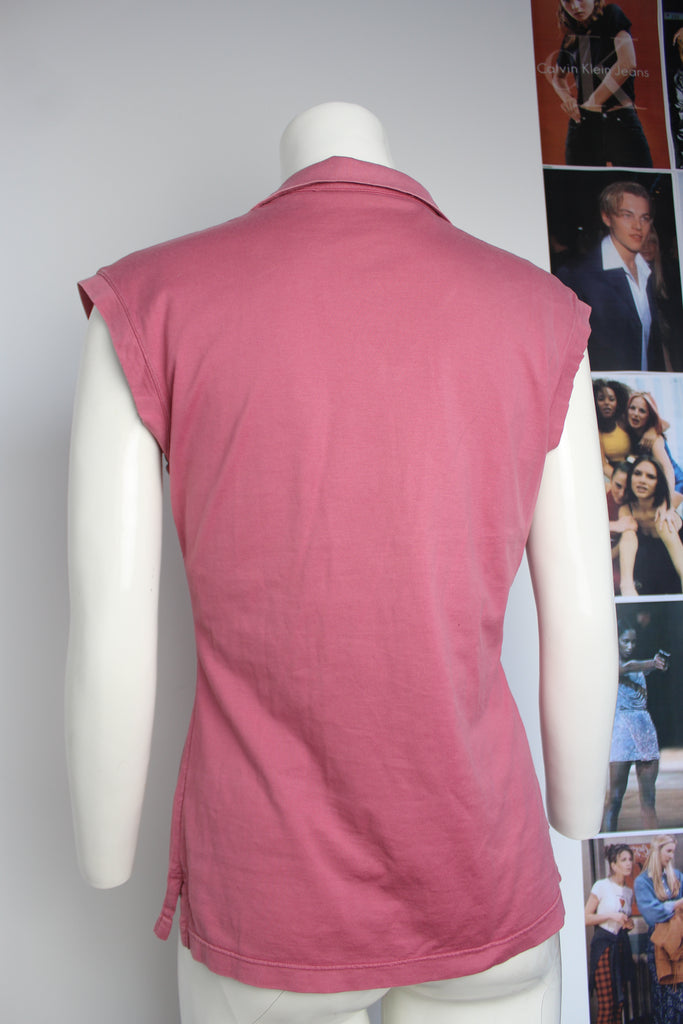 Yves Saint Laurent YSL Logo Pink Sleeveless Top