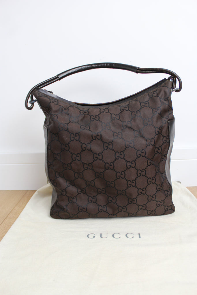 Vintage Y2K Gucci GG Monogram Leather Shoulder Bag