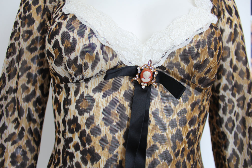 Dolce & Gabbana Leopard Print Semi Sheer Top XS