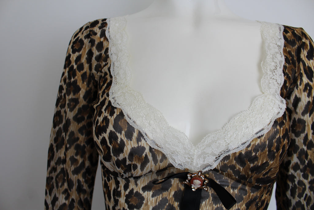 Dolce & Gabbana Leopard Print Semi Sheer Top XS