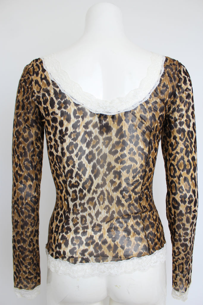 Dolce & Gabbana Leopard Print Semi Sheer Top XS