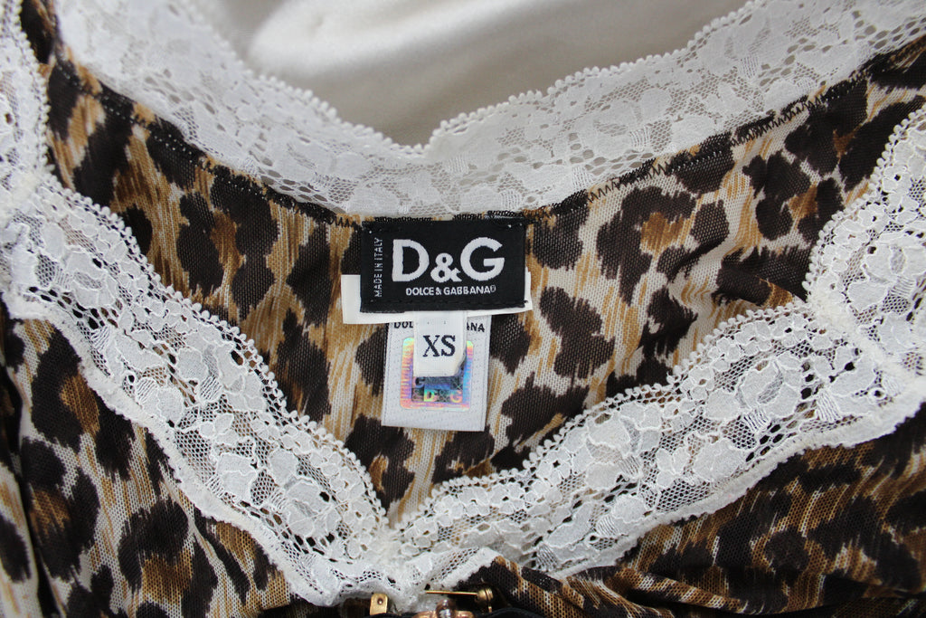 Dolce & Gabbana Leopard Print Semi Sheer Top XS