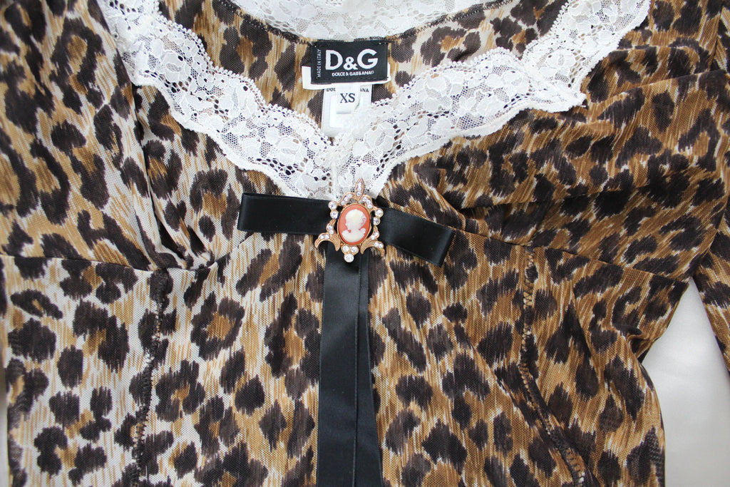 Dolce & Gabbana Leopard Print Semi Sheer Top XS