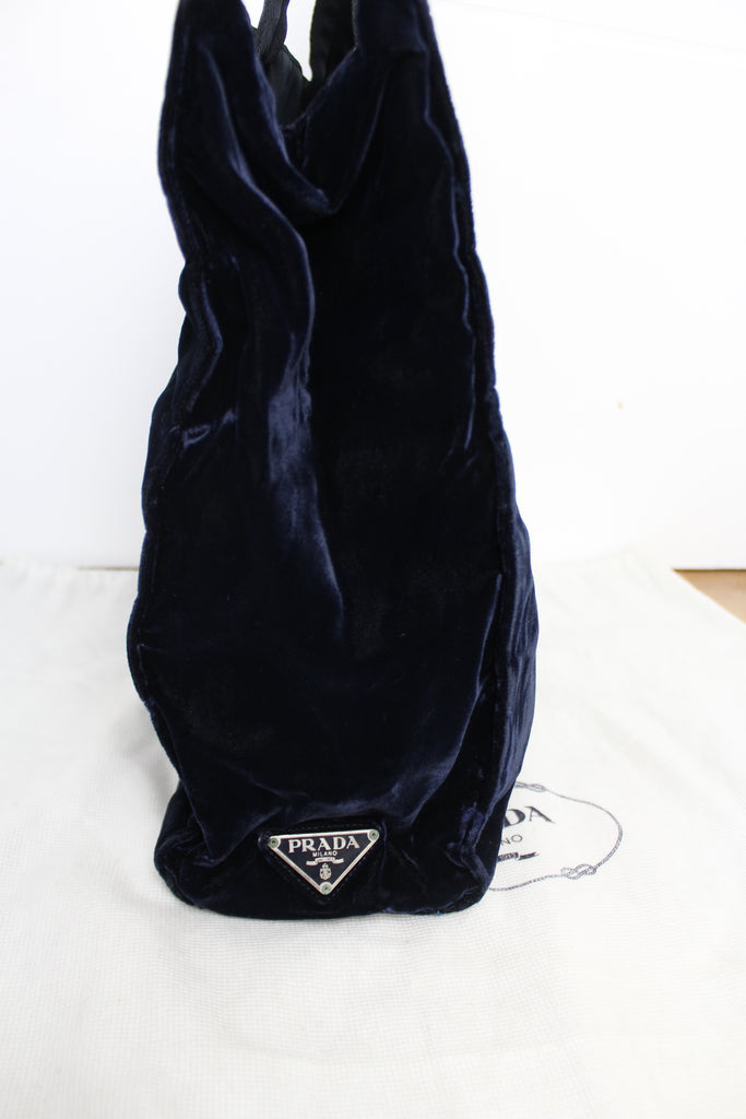 Prada Dark Blue Velvet Tote Bag