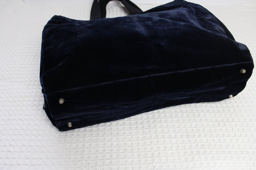 Prada Dark Blue Velvet Tote Bag