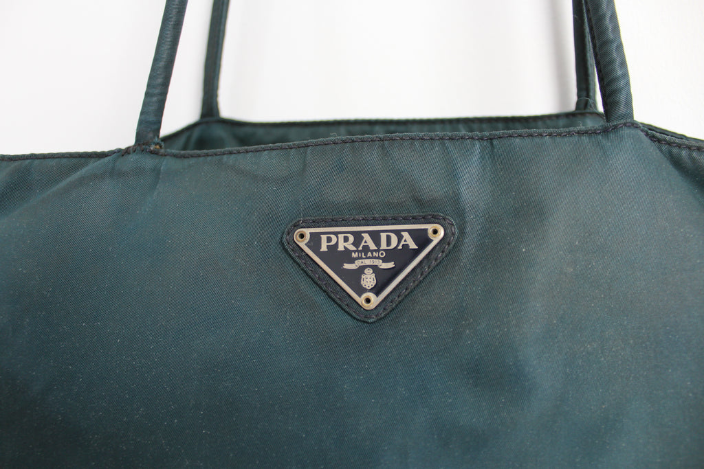 Prada Dark Green Nylon Tote Bag