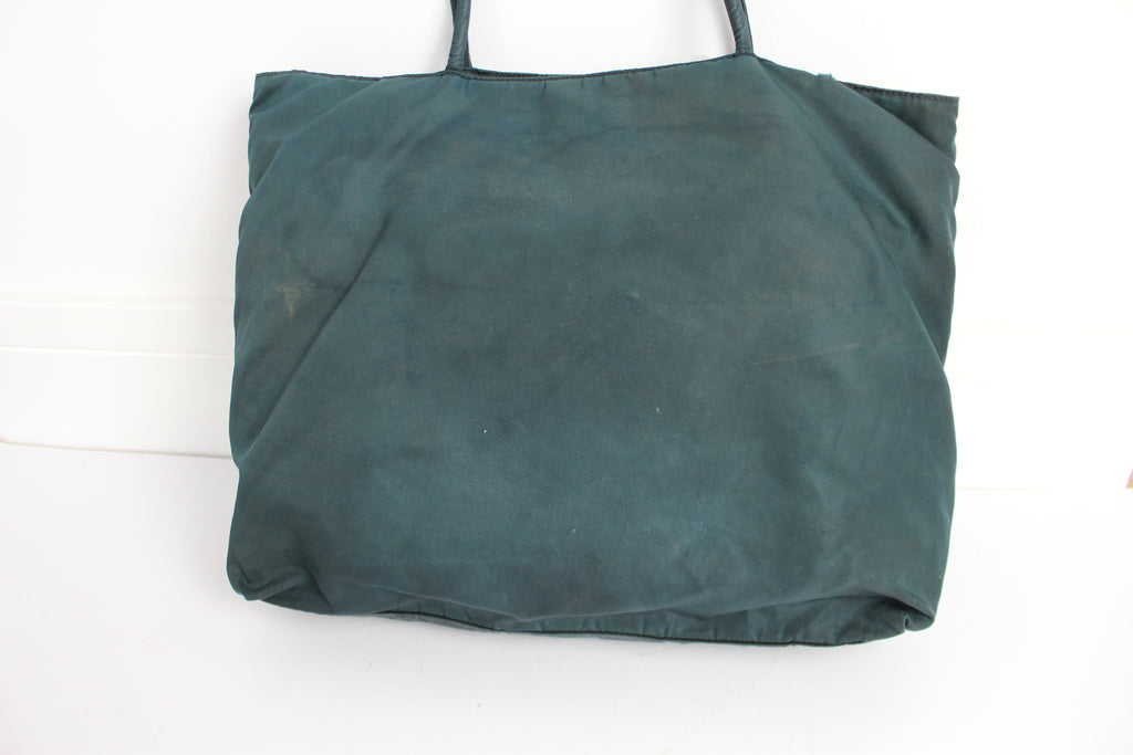 Prada Dark Green Nylon Tote Bag