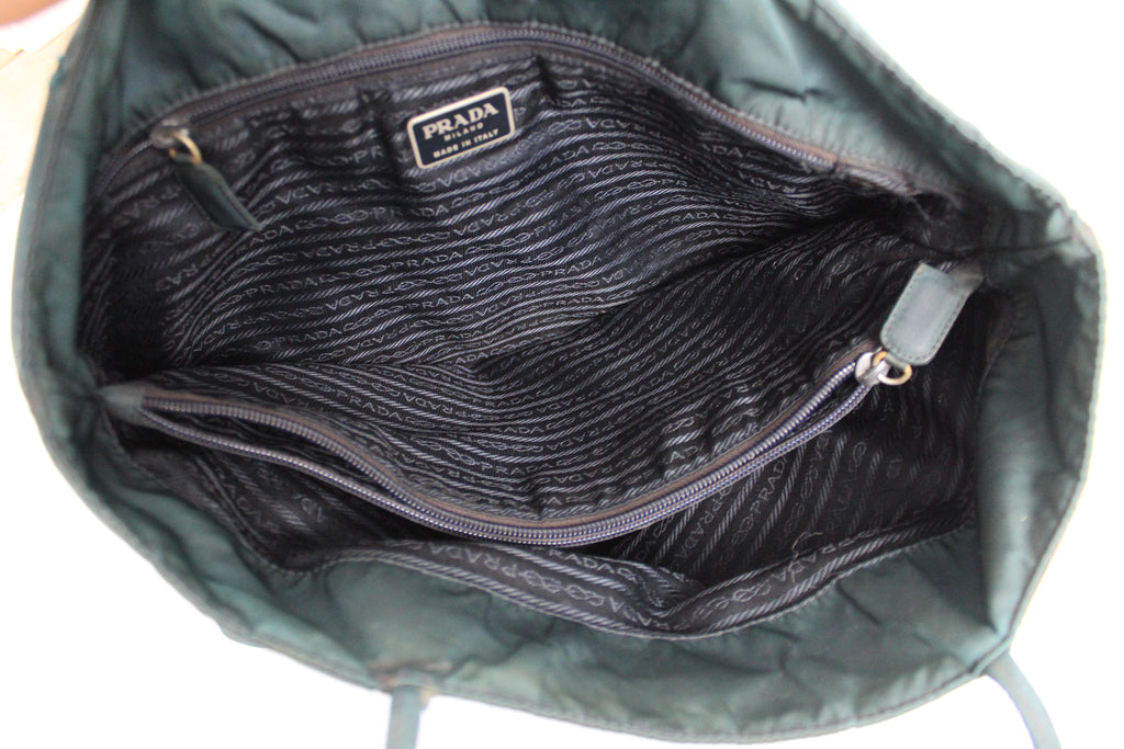 Prada Dark Green Nylon Tote Bag