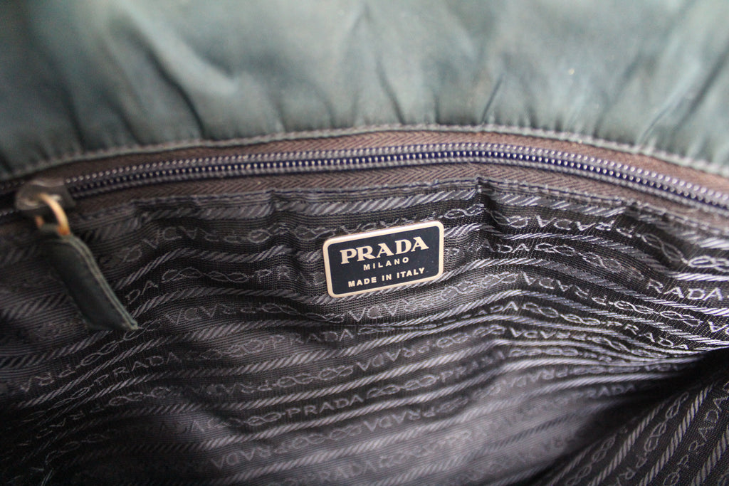 Prada Dark Green Nylon Tote Bag