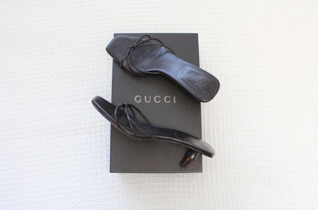 Gucci by Tom Ford 2002 Dark Brown Bamboo Heels 37