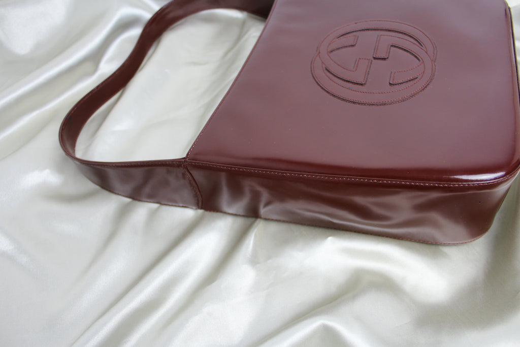 Gucci Burgundy Patent Leather Jumbo Logo Bag