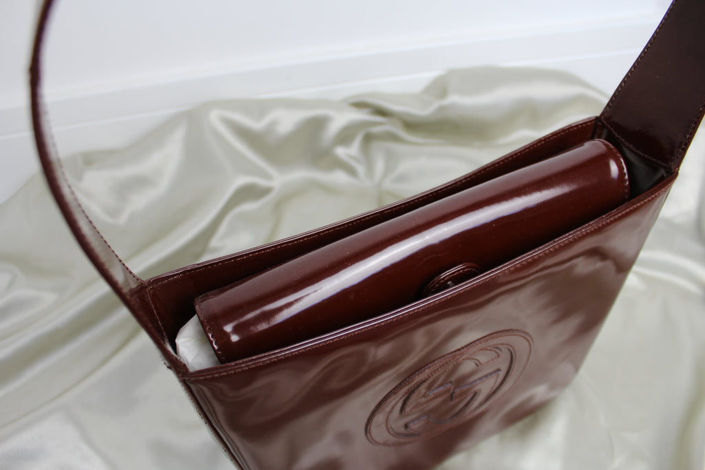 Gucci Burgundy Patent Leather Jumbo Logo Bag