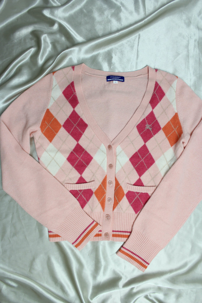 Burberry Pink Argyle Knit Two Piece Set Small