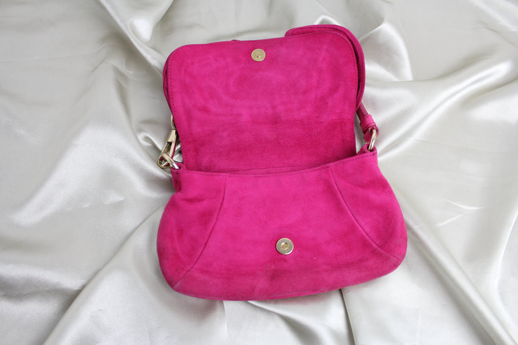 Yves Saint Laurent YSL Pink Suede 'Nadia' Mini Bag