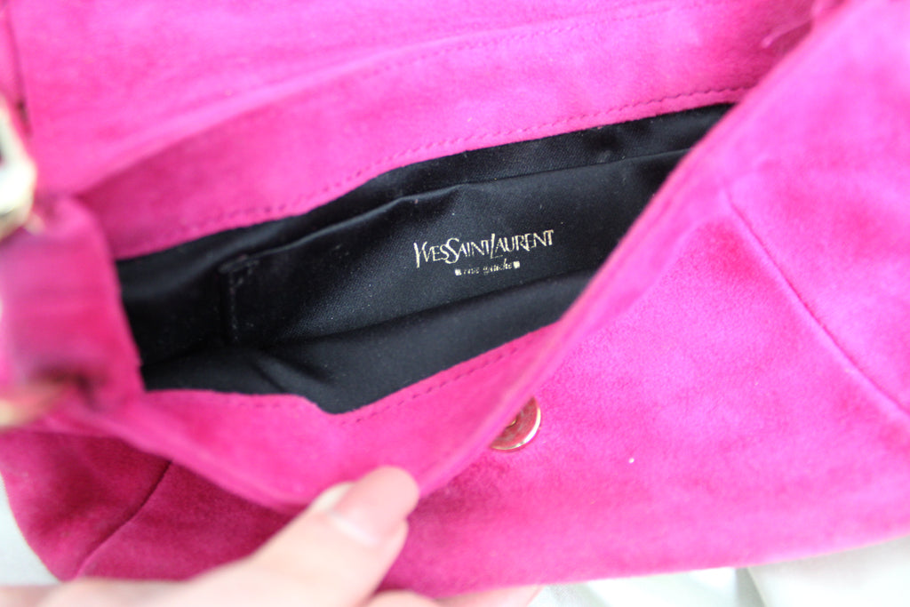 Yves Saint Laurent YSL Pink Suede 'Nadia' Mini Bag